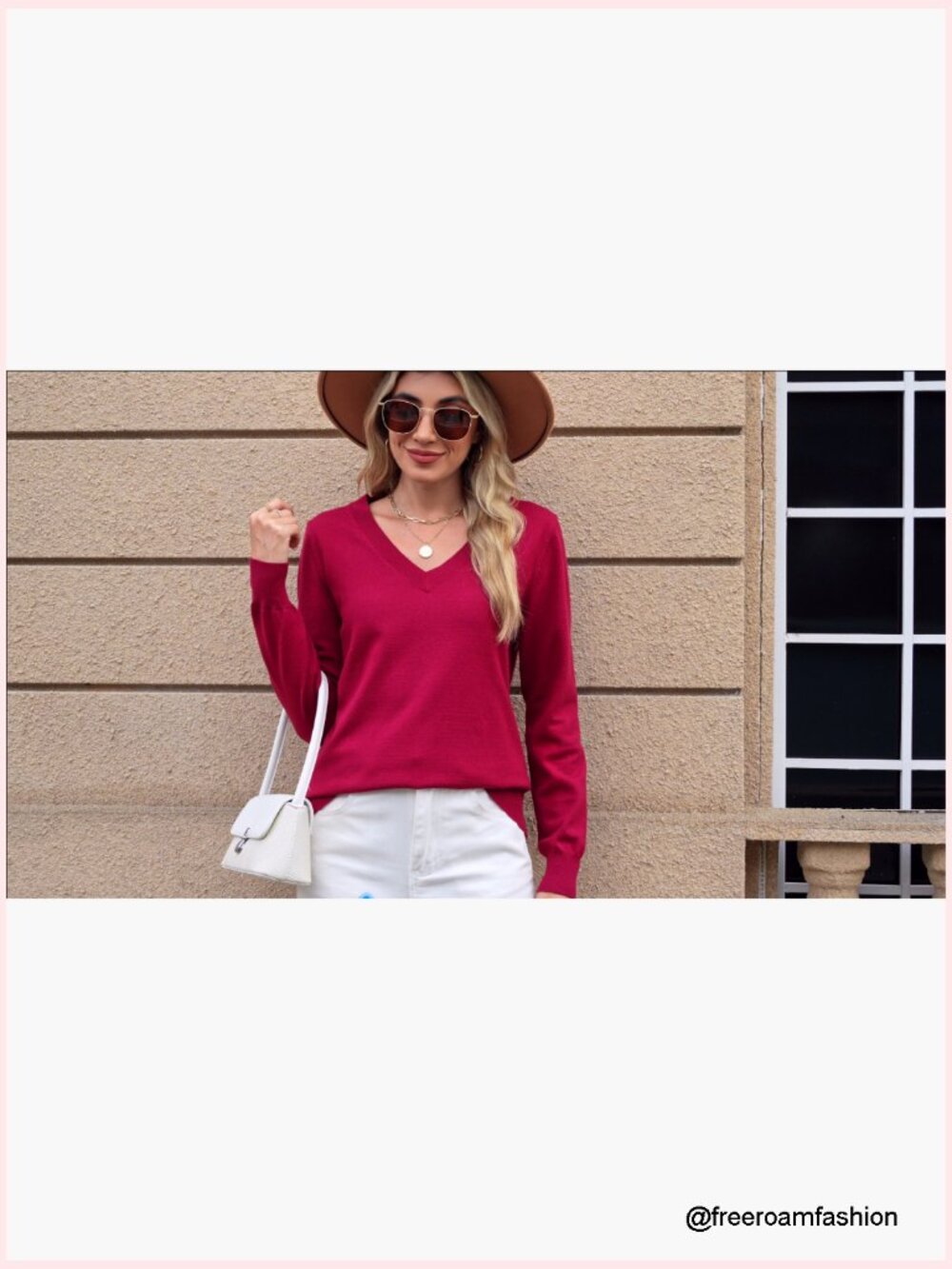 V Neck Lightweight Ribbed Knit Pullover Long Sleeve Casual Sweater Tops - Picture 7 of 7